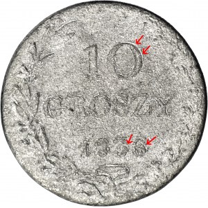 RR-, Kingdom of Poland, 10 pennies 1836, DESTRUKT - double minting