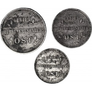 1, 2 i 3 Kopiejki 1916 OST J, Hamburg, zestaw 3 szt.