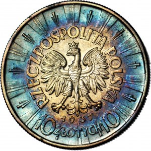 10 złotych 1937, Piłsudski, rzadszy rocznik, menniczy