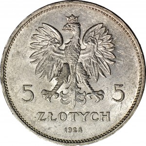 5 złotych 1928 Nike, Bruksela, bez znaku, piękna
