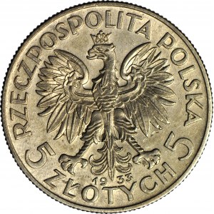 5 złotych 1933, Głowa, mennicza