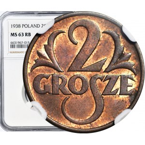 2 pennies 1938, mint, color RB