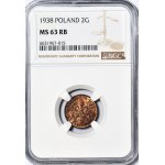 2 pennies 1938, mint, color RB