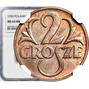 2 pennies 1939, mint, RB color