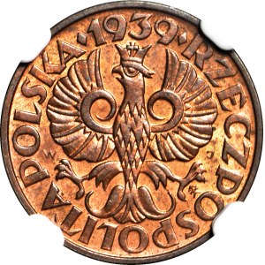 2 pennies 1939, mint, RB color