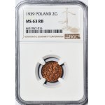 2 pennies 1939, mint, RB color