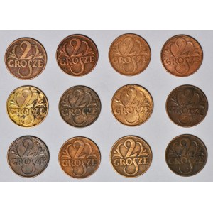 Second Republic, set of 12 coins, 2 pennies