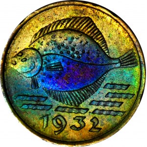 Free City of Gdansk, 5 fenig 1932, Flounder, beautiful