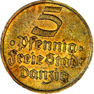 Free City of Gdansk, 5 fenig 1932, Flounder, beautiful