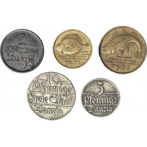 Free City of Danzig, set of fenigs, 5 pieces