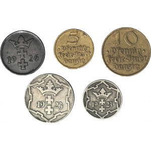 Free City of Danzig, set of fenigs, 5 pieces