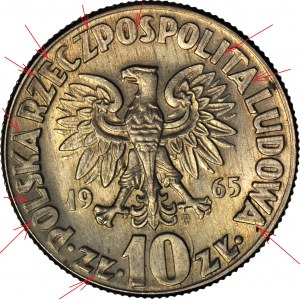 RR-, 10 gold 1965, Copernicus, DESTRUCT - DOUBLE DIE, first time on onebid