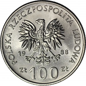 RR-, 100 złotych 1988, Jadwiga DESTRUKT - DOUBLE DIE, podwójny monogram projektanta