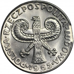 RR-, 10 Złotych 1965 kolumna Zygmunta, DESTRUKT, błąd wykrawania krążka