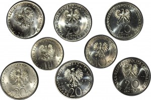 Set of 8 pieces- 10 zl and 20 zl commemorative