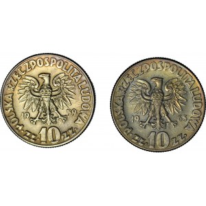 10 gold 1959 and 1965, large Copernicus, set of 2.