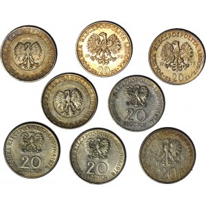 20 gold 1974-1980, set of 8 pieces.