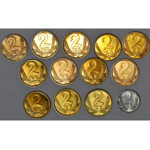 2 złote 1975-76-77-78-79-80-81-82-83-84-86-88-89, zestaw 13 szt.