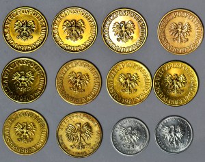 5 gold 1975-76-77-79-80-81-82-83-85-86-89-90, set of 12 pcs.