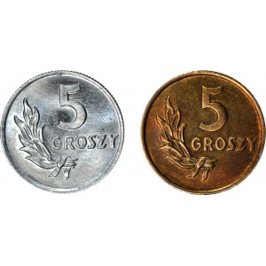 5 groszy 1949 aluminium i brąz, 2 sztuki