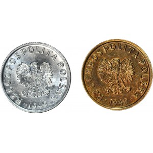 5 groszy 1949 aluminium i brąz, 2 sztuki