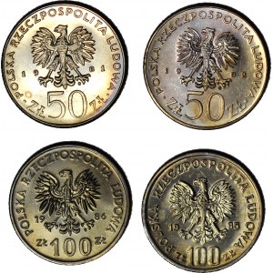 50 złotych 1981-82 i 100 złotych 1985-86, poczet królewski, mennicze