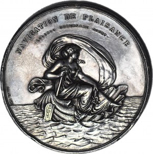 RR-, France, Medal 1884, Yacht club de France for yacht Illusion, SILVER 150 grams, 58mm