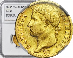 France, Napoleon I, 20 francs, 1813 A, Paris