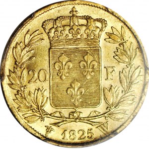 France, Charles X, 20 francs 1825 rare with the letter W - Lille