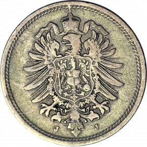 R-, Germany, 10 fenigs 1873-1889 J, DESTRUKT - split disc - split planchet