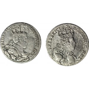 Germany, Prussia, Frederick II, Sixpence 1756 Breslau and Cleve, 2 pieces