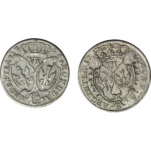 Germany, Prussia, Frederick II, Sixpence 1756 Breslau and Cleve, 2 pieces