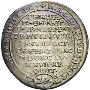 Niemcy, Saksonia, Johan Georg IV, 2 grosze 1694 IK, Drezno, pośmiertne