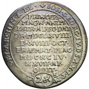 Allemagne, Saxe, Johan Georg IV, 2 pennies 1694 IK, Dresde, posthume