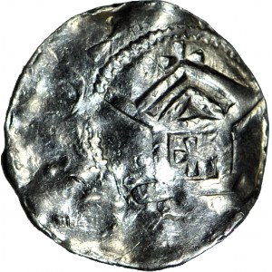 Otto i Adelajda 983-1002, denar z kapliczką, w kapliczce krzyż