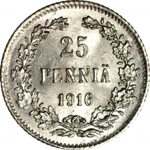 Finland / Russia, Nicholas II, 25 penniä 1916 S, mint.