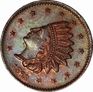 USA, Civil War token of 1863, NOT ONE CENT, 50 degree twist