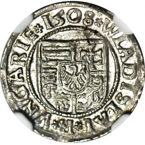 Hungary, Ladislaus II Jagiellonian, Denarius, 1508 KB, Kremnica,mintage