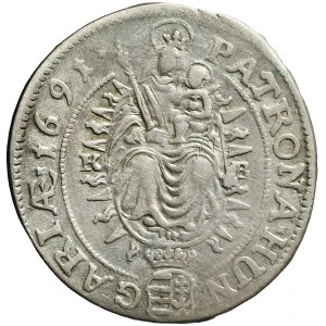 Węgry, Leopold I, 15 krajcarów 1691 KB, Kremnica