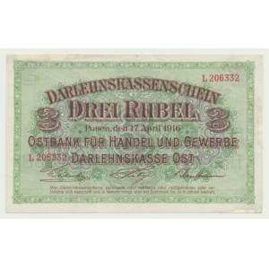 Poznań 3 ruble 1916, ''...nabywa'', ser. L