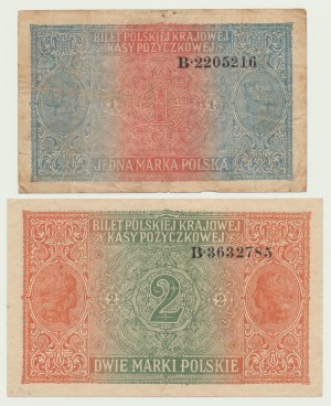 1 poľská značka a 2 značky 1916 Generál, sér. B