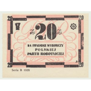 Cegiełka 20 złotych na fundusz wyborczy PPR sr. B 1528