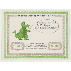 Cegiełka 20.000 złotych na Fundusz Obrony Wolności Słowa SdRP-Sprytna dzieci Rosyjskich Pachołków