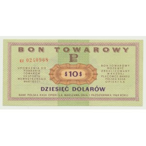 Pewex Bon Towarowy, 10 dolarów 1969, rzadsza pierwsza seria Ef