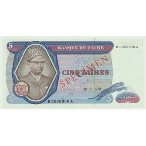 Zaire, 5 Zaires 1979, B 0000000 A, SPECIMEN