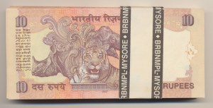 India, 10 rupií 2007, bankový balík