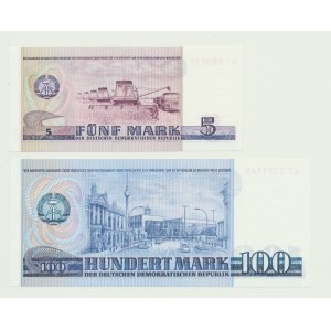 Niemcy, DDR, 5 ser. NI i 100 marek ser. AE 1975