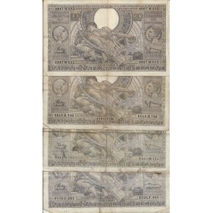 Belgium, 100 francs = 20 belgas 1938 and 1942, set of 4.