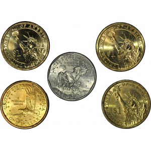 USA, $1, set di 5 pezzi