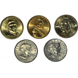 USA, 1 dolar, zestaw 5 sztuk